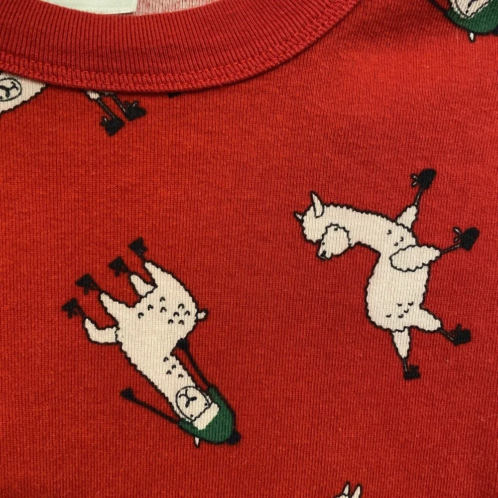 Hanna andersson 160 Pajama Top‎ Red Leaping Llamas Size 14 Holiday